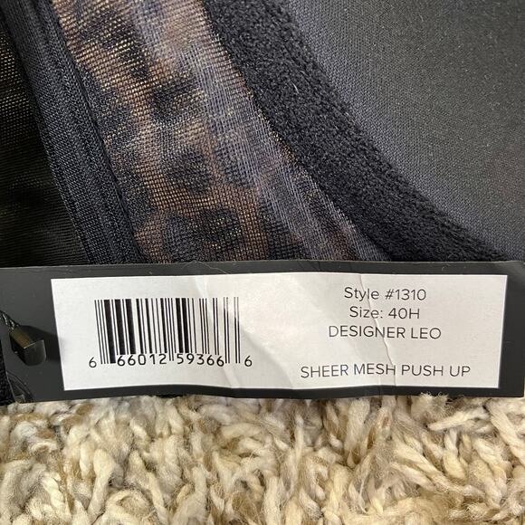 Curvy Couture NWT 40H Sheer Mesh Plunge T-Shirt Bra in Designer Leopard Print - Picture 14 of 16